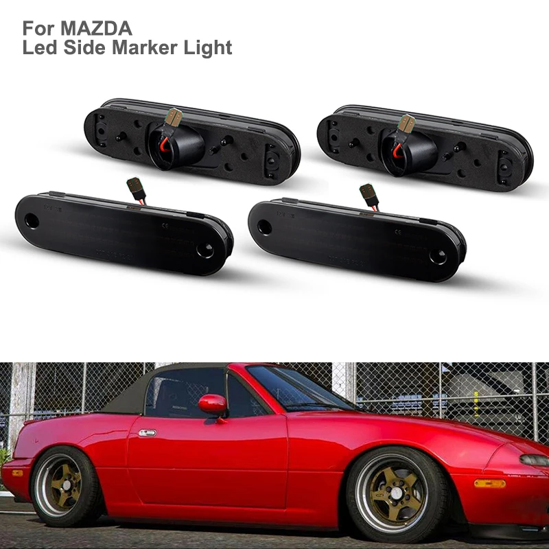 

Smoke Lens LED Side Marker Light For 1990-2005 Mazda Miata MX-5 NA NB Amber&Red OEM# NA01515FX 8BN1-51-120