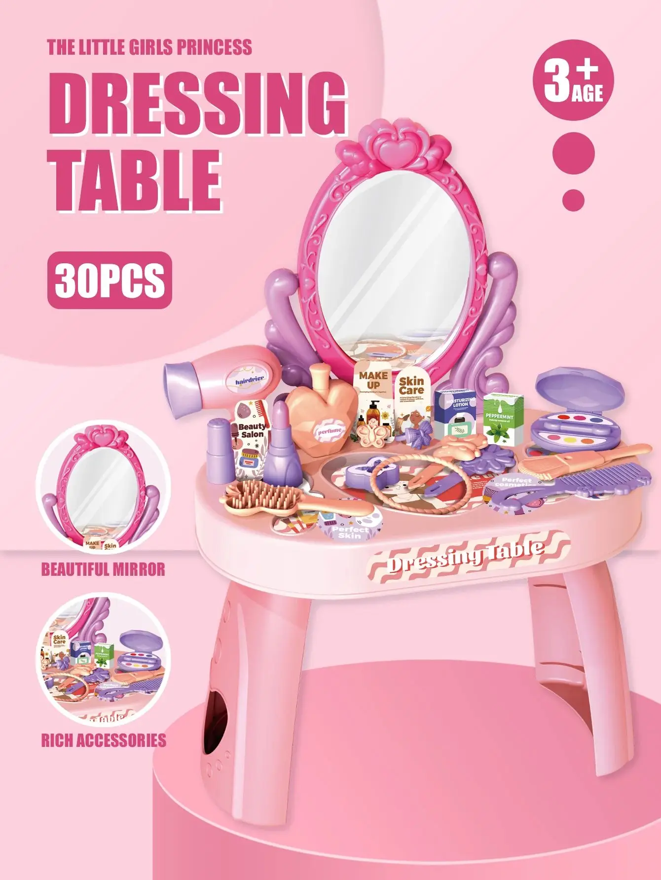 

Kids Dressing Table Toy Girl Simulation Home Makeup And Makeup Jewelry Box Play House Toy Set 3-6 Years Old Baby Birthday Gift
