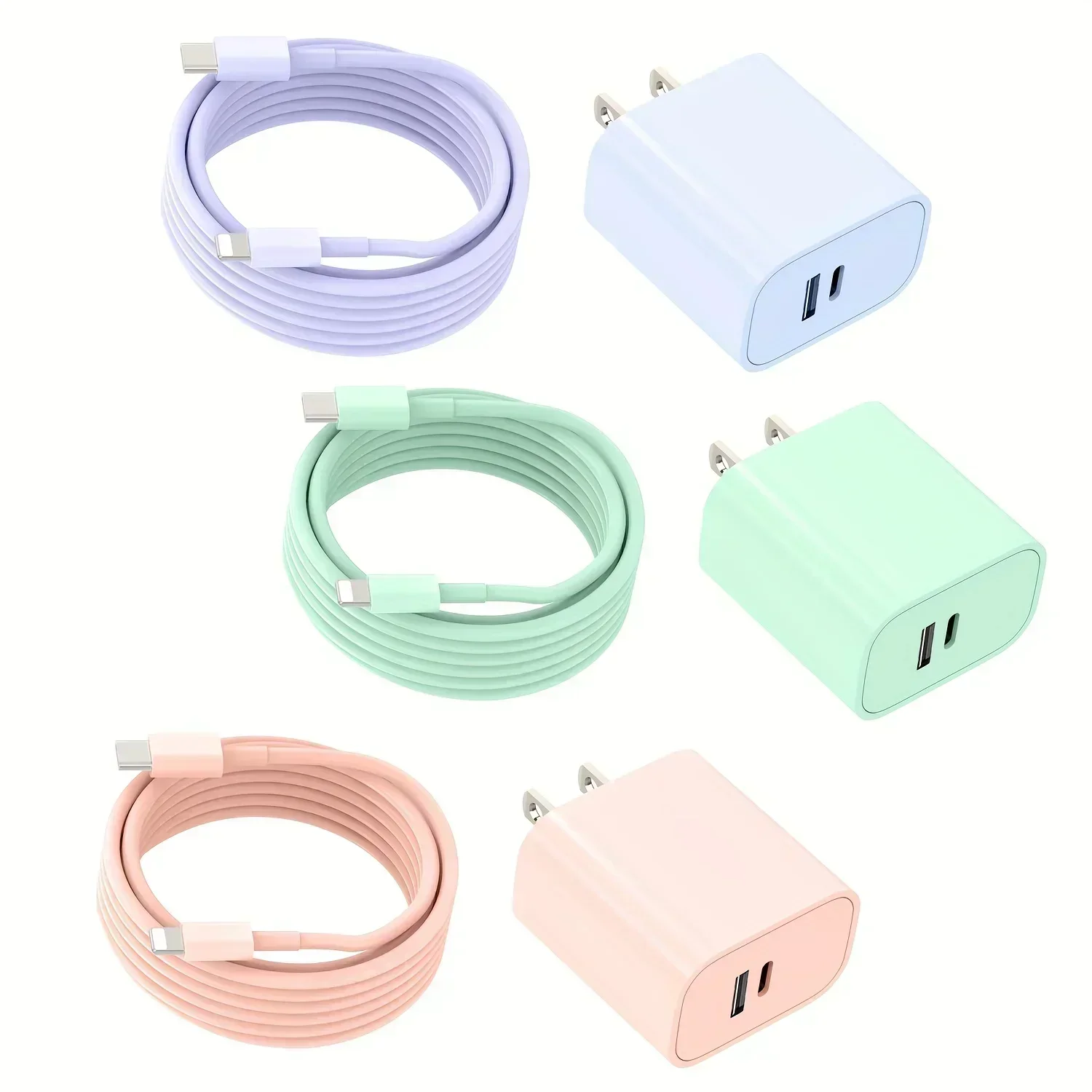 Colour Quick Dual Port A/C Phone Charger Fast Charging With 6FT USBC To Lightning Cable For IPhone 14/13/12/11/ProMax/XS/XR