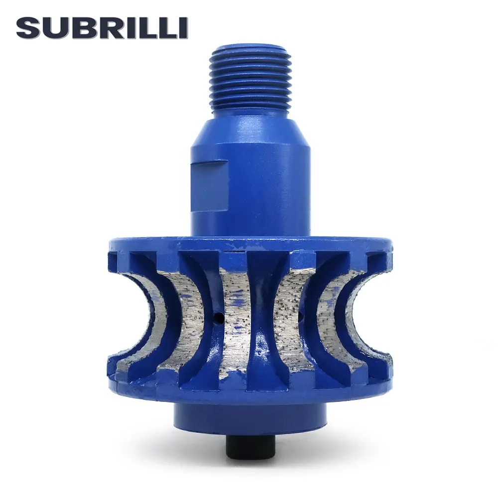 SUBRILLI Diamond Router Bit V20 Metal Segment Grinding Abrasive Profile Wheel with 1/2Gas arbor water holes For Stone Edge