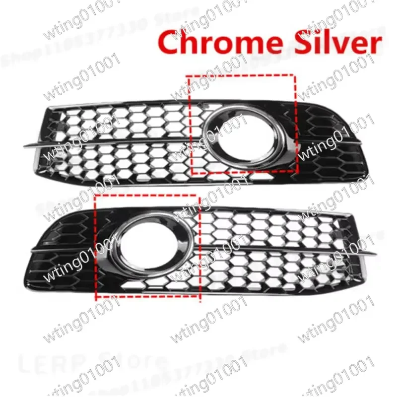 Hexagonal Mesh Front Bumper Fog Lamp Cover Trim for Audi A6 C6 S Line 2008 2011 Replace 4F0807681Q01C 4F0807682Q01C