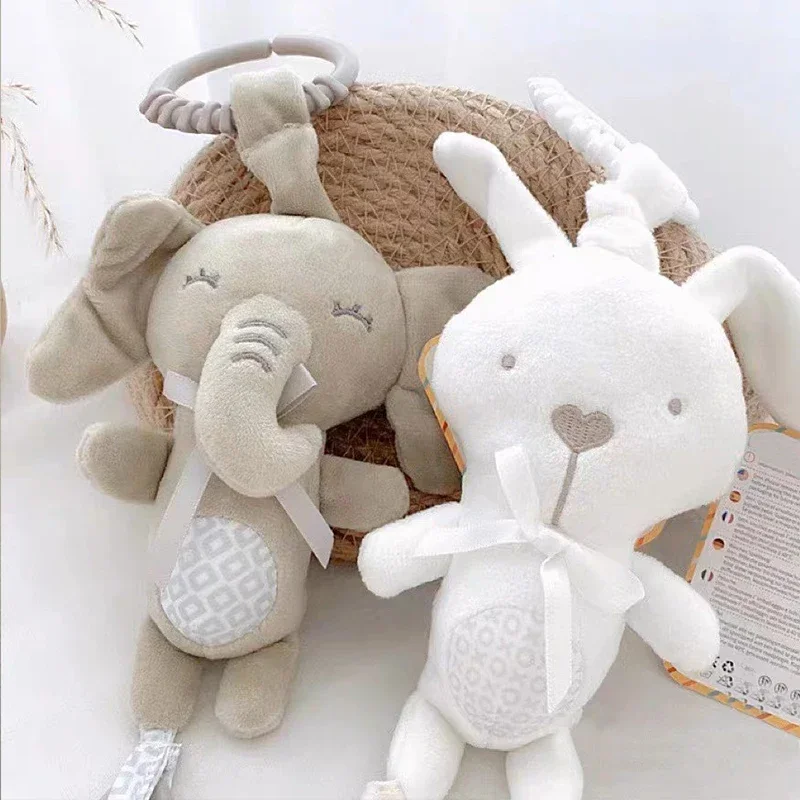 Infant Toddler Rattles Toys for Baby Stroller Crib Soft Bear Bunny Style Pram Hanging Toys Plush Appease Doll Bed Accessories