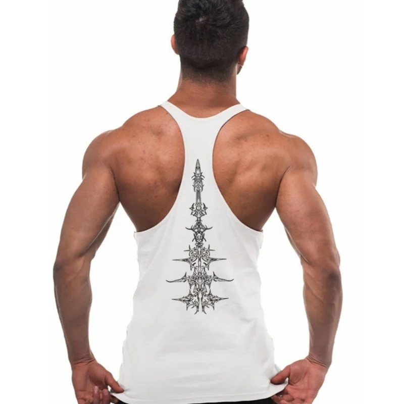 

Men's Gym Bodybuilding Tank – Stringer Vest Undershirt, Quick-Sweat-Wicking Cotton Fabric for High-Intensity Training Sessions