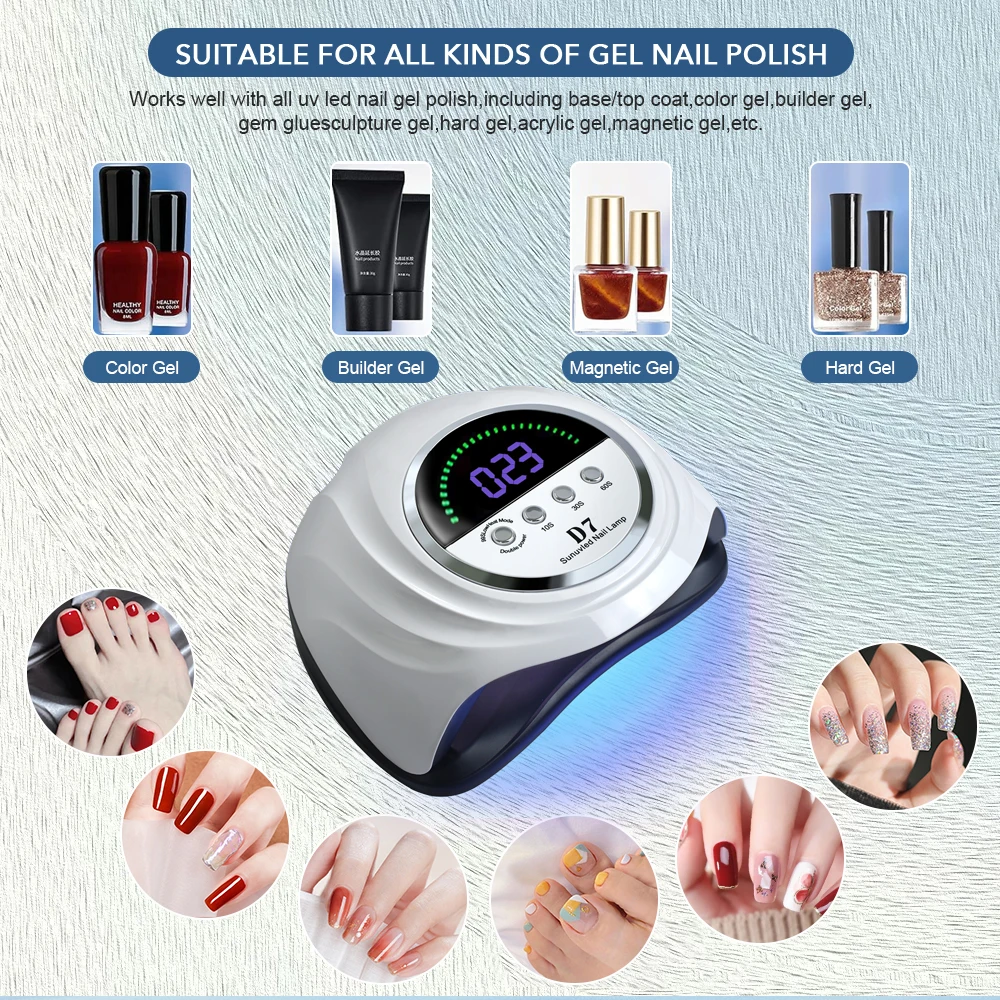 D7 High Power 280W UV LED Nail Lamp For Drying Gel Nail Polish Professional 66 LEDS Nail Dryer Light With Touch Screen Timer