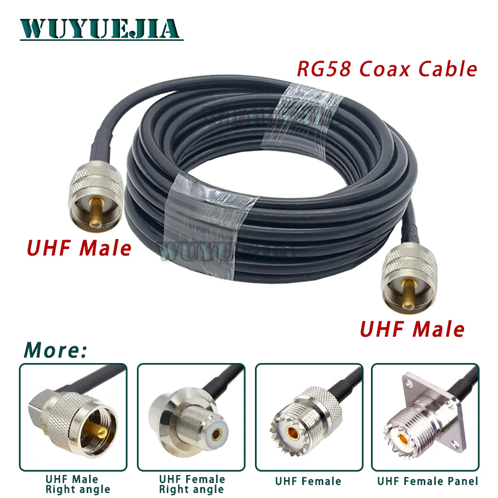 

RG58 Cable UHF Type PL259 Male to Female SO239 90° Or Male Plug Connector RF Jumper Pigtails Wire Terminal Straight 10cm~30m