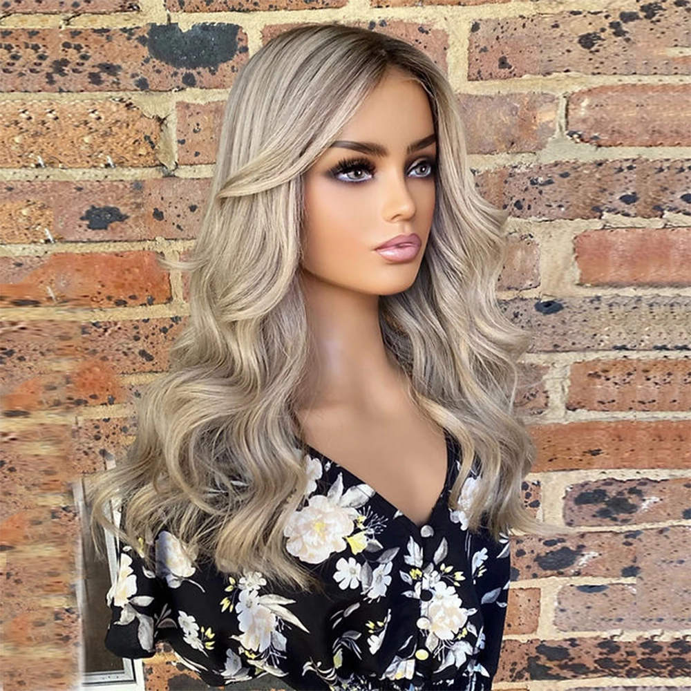 

New IN Blonde Wig 13x4 Hd Lace Front Wig Synthetic Cosplay Ash Platinum Lace Wig Soft Futura Wavy Fibre for Woman Party Gift Wig