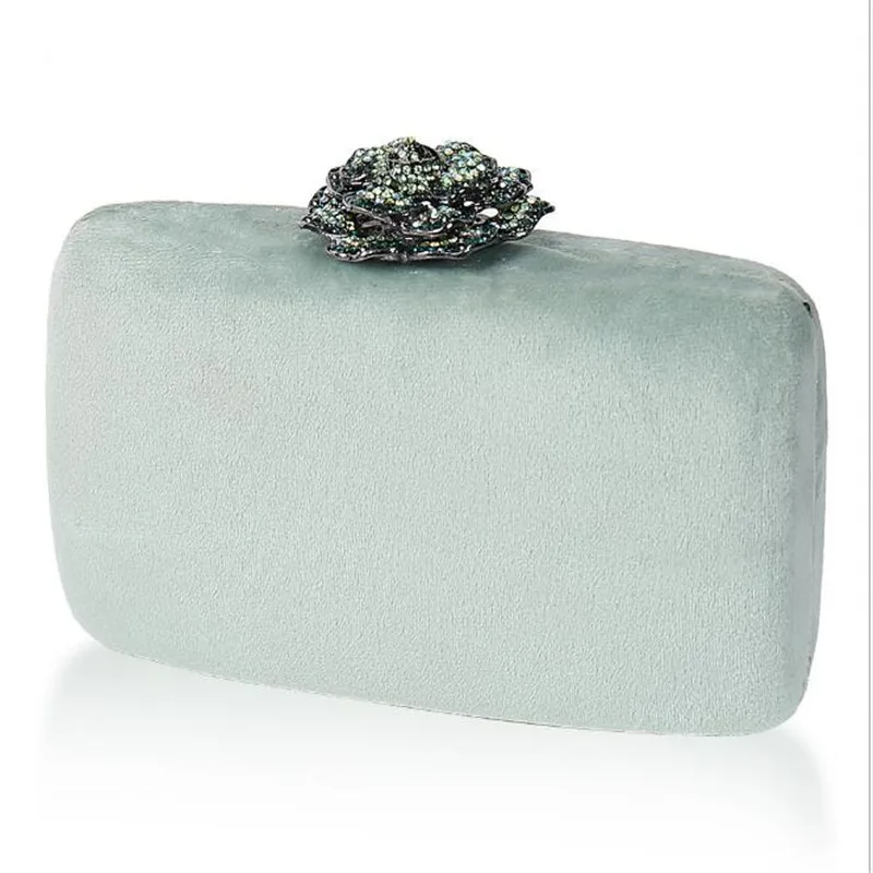 2023 Velvet Clutch Bag Diamond Flower Lock Elegant Evening Bag Luxury Designer Purse Wedding Chain Clutch Drop Shipping