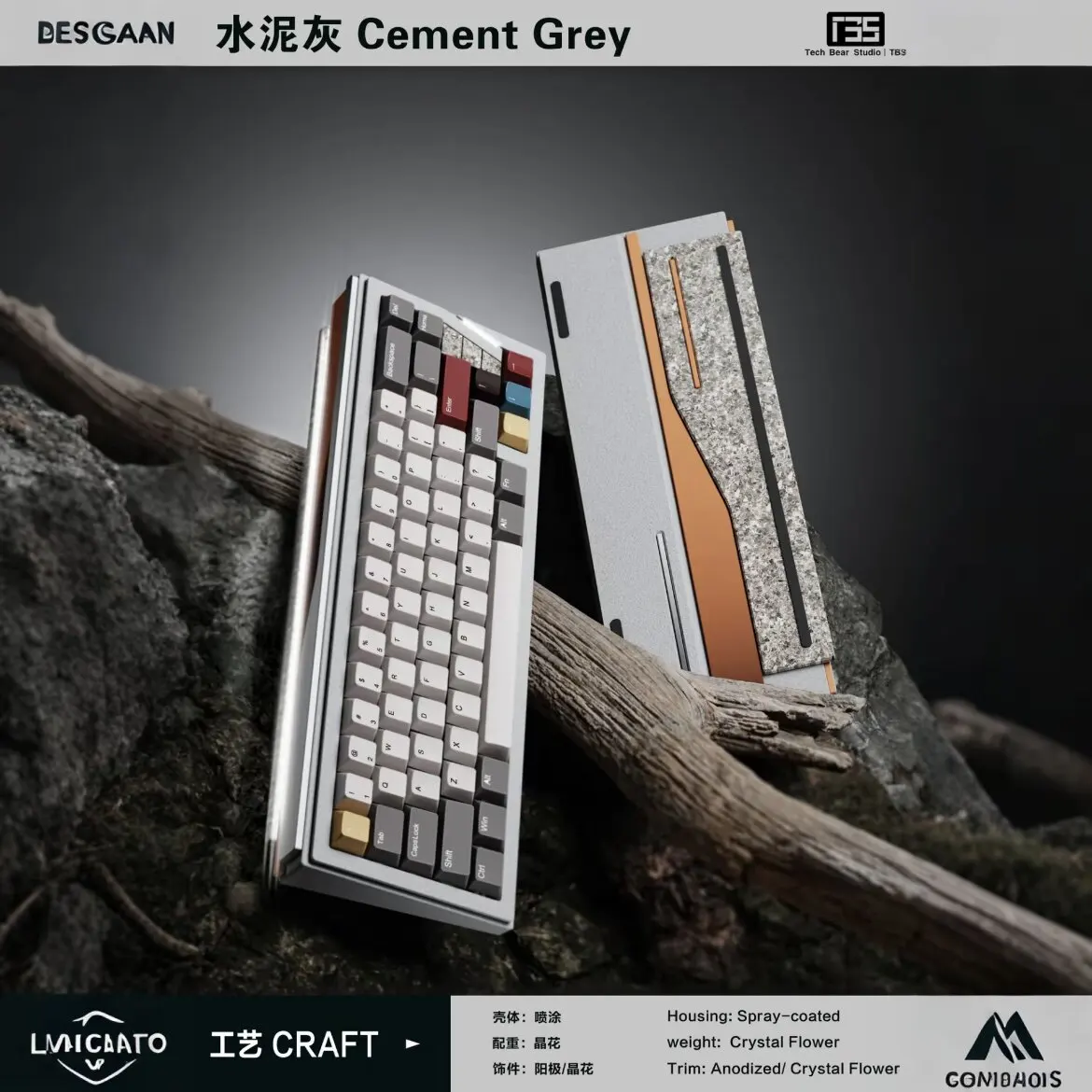 TB-65F Customized Tri Mode Mechanical Keyboard Kit CNC Aluminum Case Quick-release Structure with PVD Counterweight