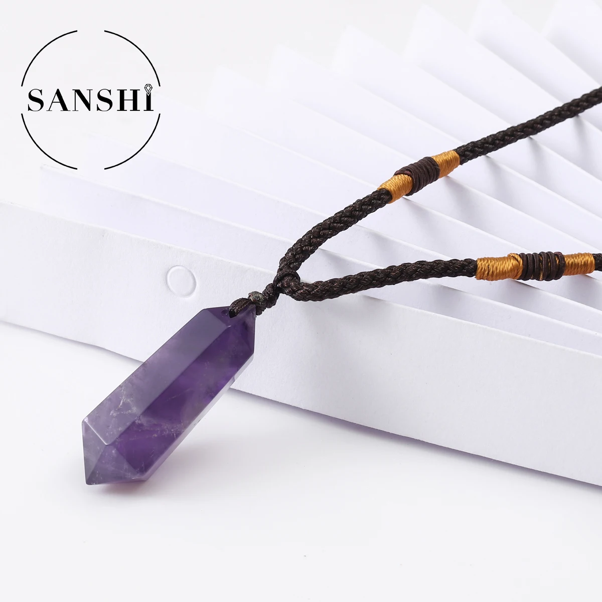 الحد الأدنى الحجر الطبيعي سداسية عمود قلادة قلادة الإكسسوارات العصرية متعدد الألوان روز جمشت قلادة مجوهرات