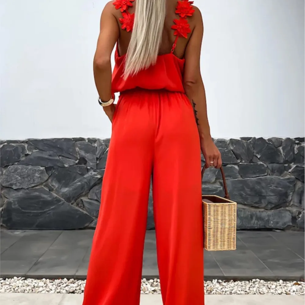 Spring Summer Sexy Suspender Jumpsuit For Women\'S Fashion Waist Relaxed Sleeveless Vacation Female Elegant Jumpsuit Pants 2024