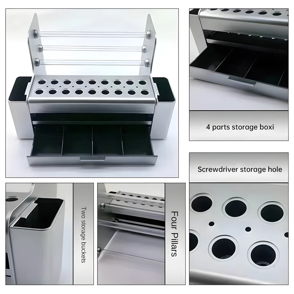 Caja de almacenamiento de herramientas de reparación multifuncional, caja de almacenamiento de piezas de clasificación, caja de almacenamiento de destornilladores, cabina de herramientas de mantenimiento de almacenamiento de escritorio