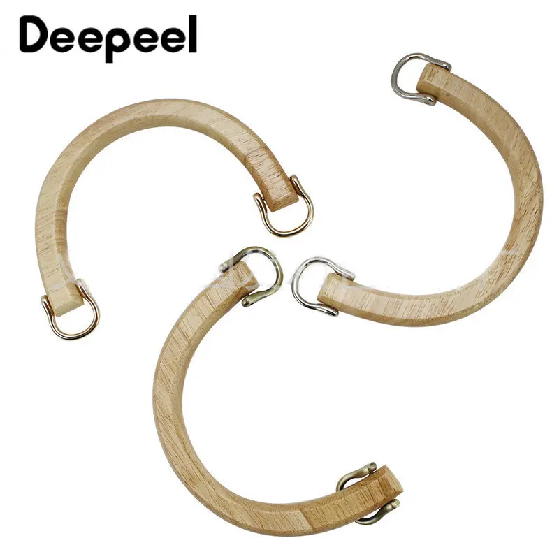 

2/4Pcs 15.5cm Solid Wooden Bags Handle & D Ring Buckle DIY Sewing Brackets Purse Frames Handles for Making Handbag Accessories