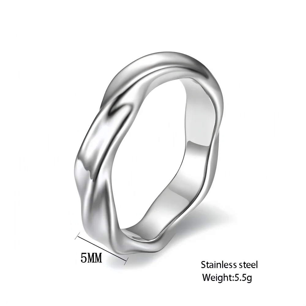 2026 Men's Oxidized Twisted Stainless Steel Mobius Ring 5MM Retro Endless Love Finger Band for Anniversary Gift