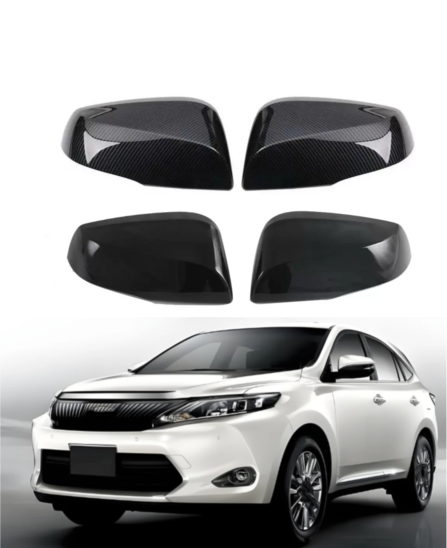 Car  Rearview Side Mirror Cover Fit For Toyota RAV4 XA50 2019 2020 2021 2022 2023 2024 Wing Cap Rear View Case Trim Carbon Fiber