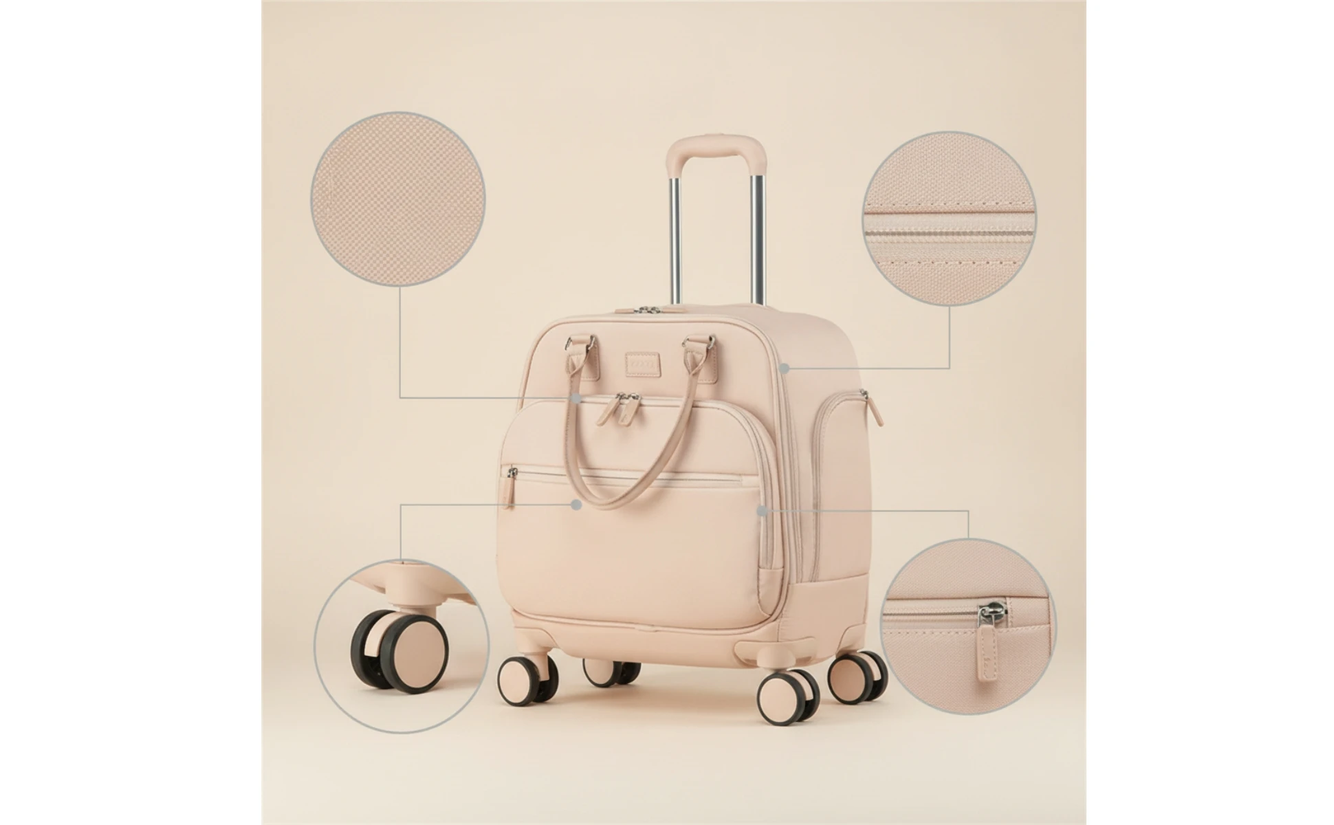 Softside Rolling Carry-on Suitcase Lightweight Suitcase with Telescopic Handle Luggage Organized Underseat
