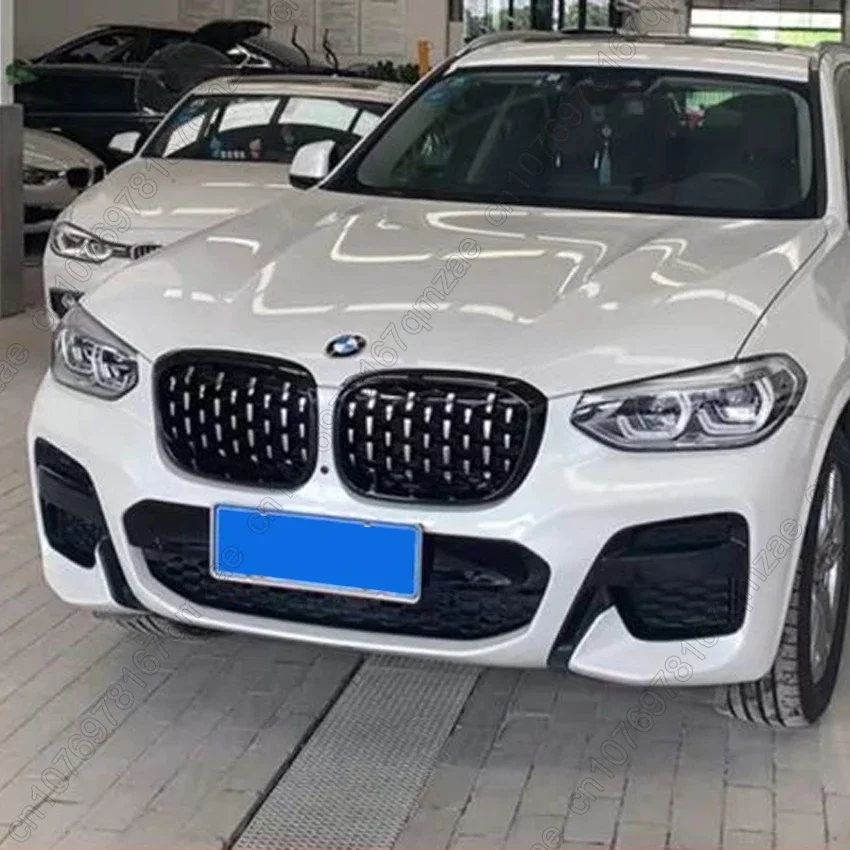 2Pcs Silver and Black Diamond Style Grills Replacement Grille For BMW X3 X4 G01 G02 G08 2017-2021 Car Front Bumper Grill Kits