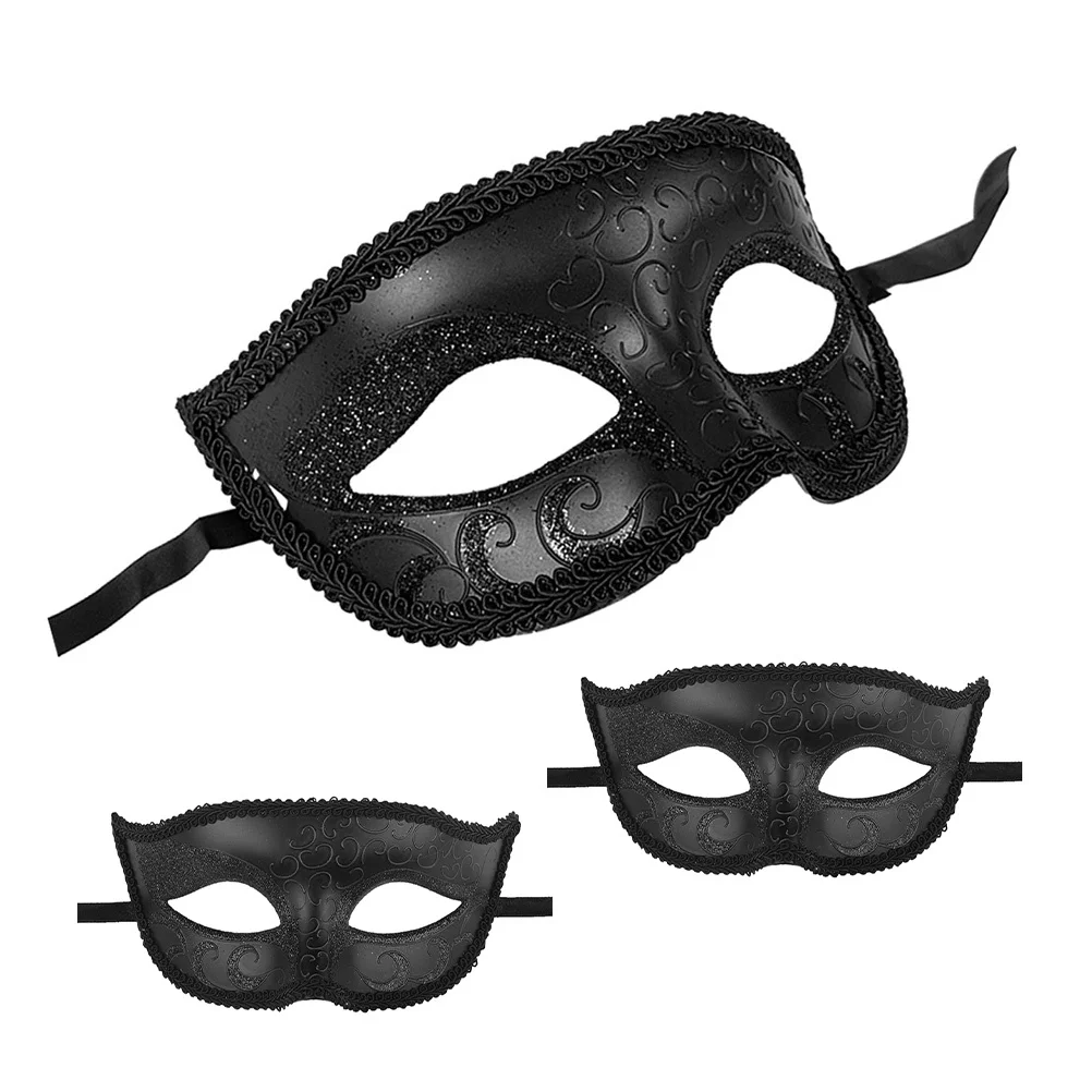 

3Pcs Sexy Vintage Masquerade Masks Plastic Half Face Masks for Halloween Cosplay Party Props Retro Festival Accessories