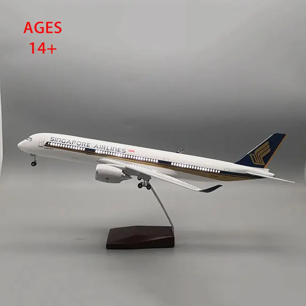 

47CM 1/142 Skala Pesawat Airbus A350 Singapore Airlines Model W Lampu & Roda Diecast Resin Plastik Pesawat Koleksi Dekorasi