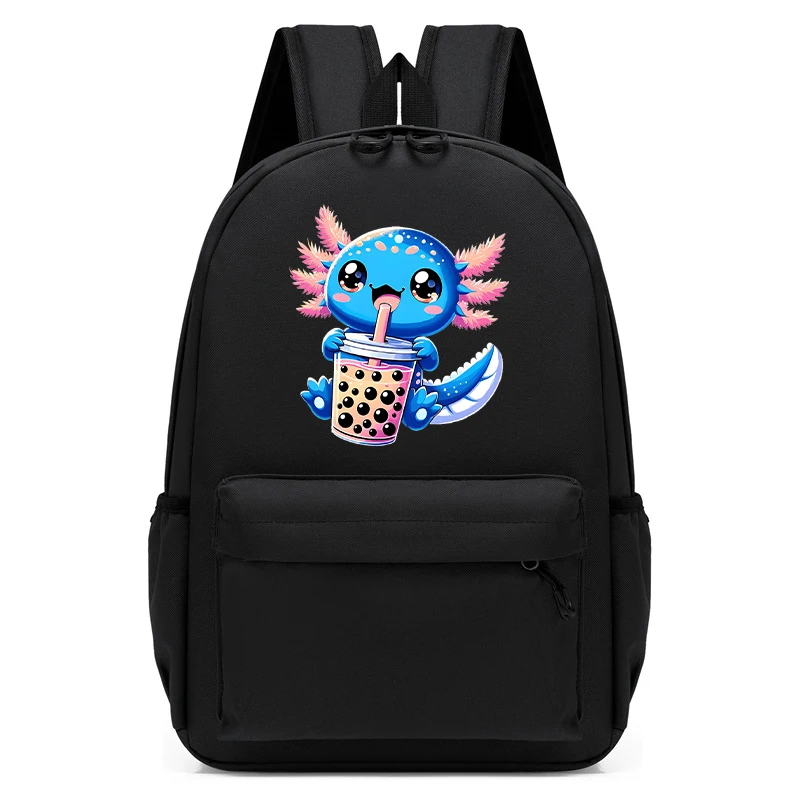 Boba Axolotl-mochila de té de burbujas para niños y niñas, morral escolar impermeable y ligero, mochila de día