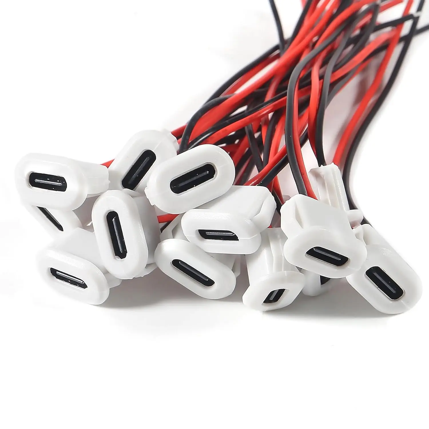 6PCS USB Power Connector USB-C Plug to 2 Pin Bare Wire Open End Connector Type C Female Chassis Waterproof Extension Power Cable