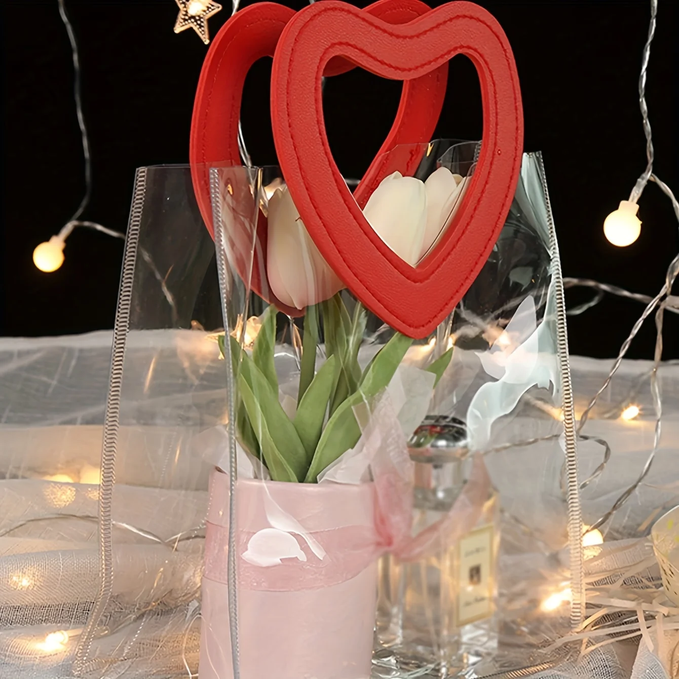 3pcs-Transparent PVC Valentine\'s Day carrying bag, Love carrying Instagram style gift bag, Wedding carrying gift bag