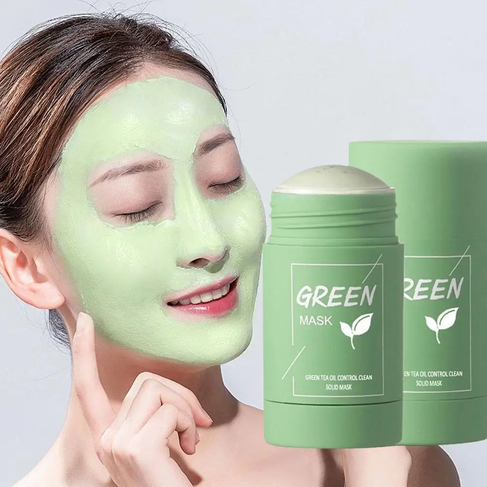 

40G Moisturizing Green Tea Solid Mask Face Skin Care Purifying Clay Stick Oil Control Improves Skin Deep Cleaning Hydrating Mask