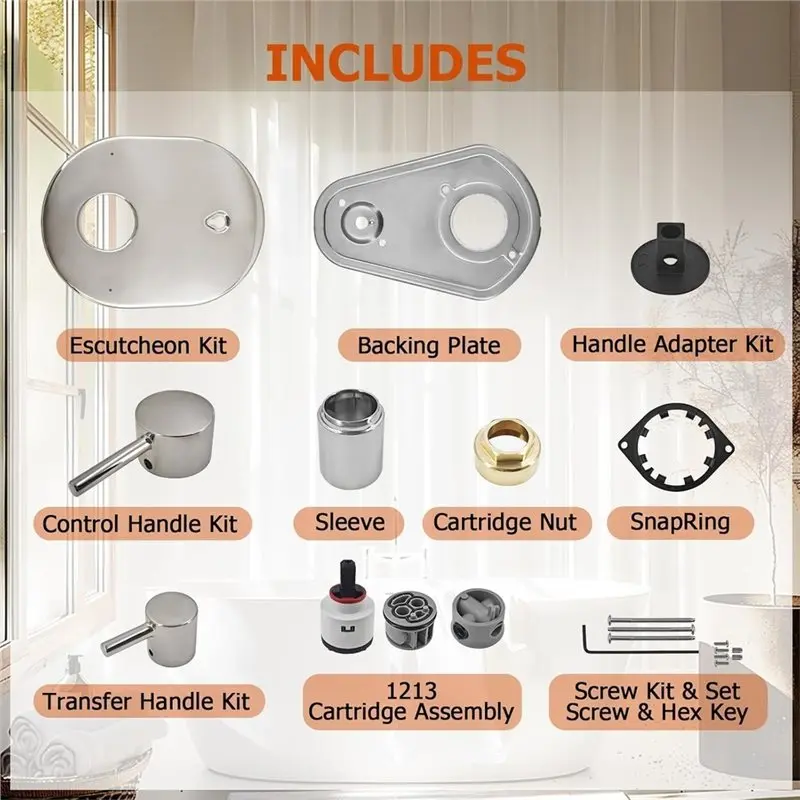 UT3290BN Brushed Nickel Trim Kit For Moen Align M-CORE 3-Series 2-Handle Shower Faucet Valve Replacement
