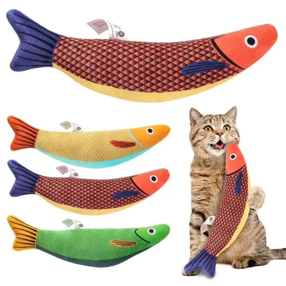 Creative Cat Plush Toy Catnip Simulation Fish Kitten Toys Pillow Fish Interactive Sounding Cat Anti-bite Chew Training Supplies
