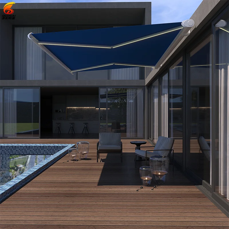 

Customizable Modern Aluminum Frame Retractable Balcony Awning Full Box Patio Cover Remote Control Coated Sail Sales