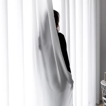 쉬폰 화이트 시어 커튼 로드 포켓, 부드러운 실키 질감, 쉬폰 창문 드레이프 패널, 거실 침실용 조명 필터, 1 개