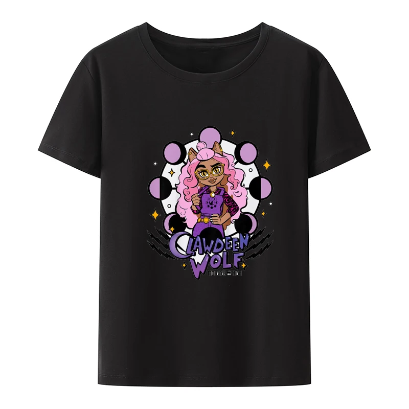 Kids Monster High Clawdeen Wolf T-Shirt Short-sleev Breathable Leisure Pattern Graphic Tshirts Summer Clothes for Men Clothing