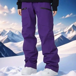 Pantalones de esquí de Snowboard para hombre y mujer, pantalón de esquí impermeable, a prueba de viento, cálido, holgado, para campo de nieve, 2025