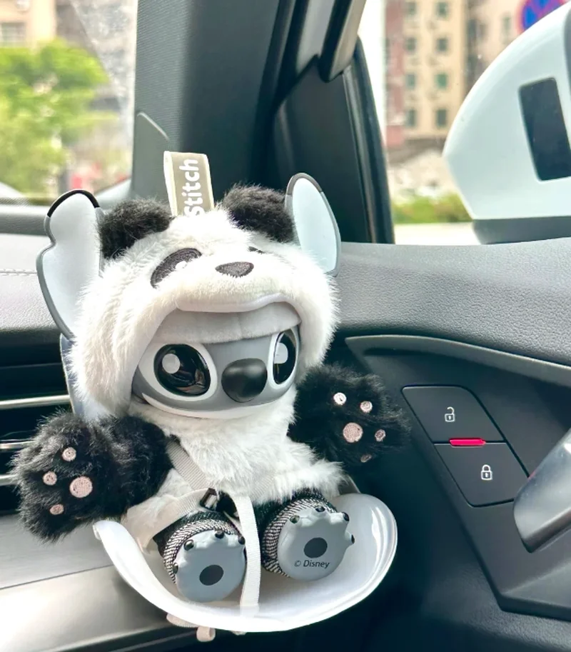 

Hot Miniso Disney Stitch Limited Edition Genz Street Panda Figure Plush Doll Pendant Ornament Keychains Collectibles Kids Gifts