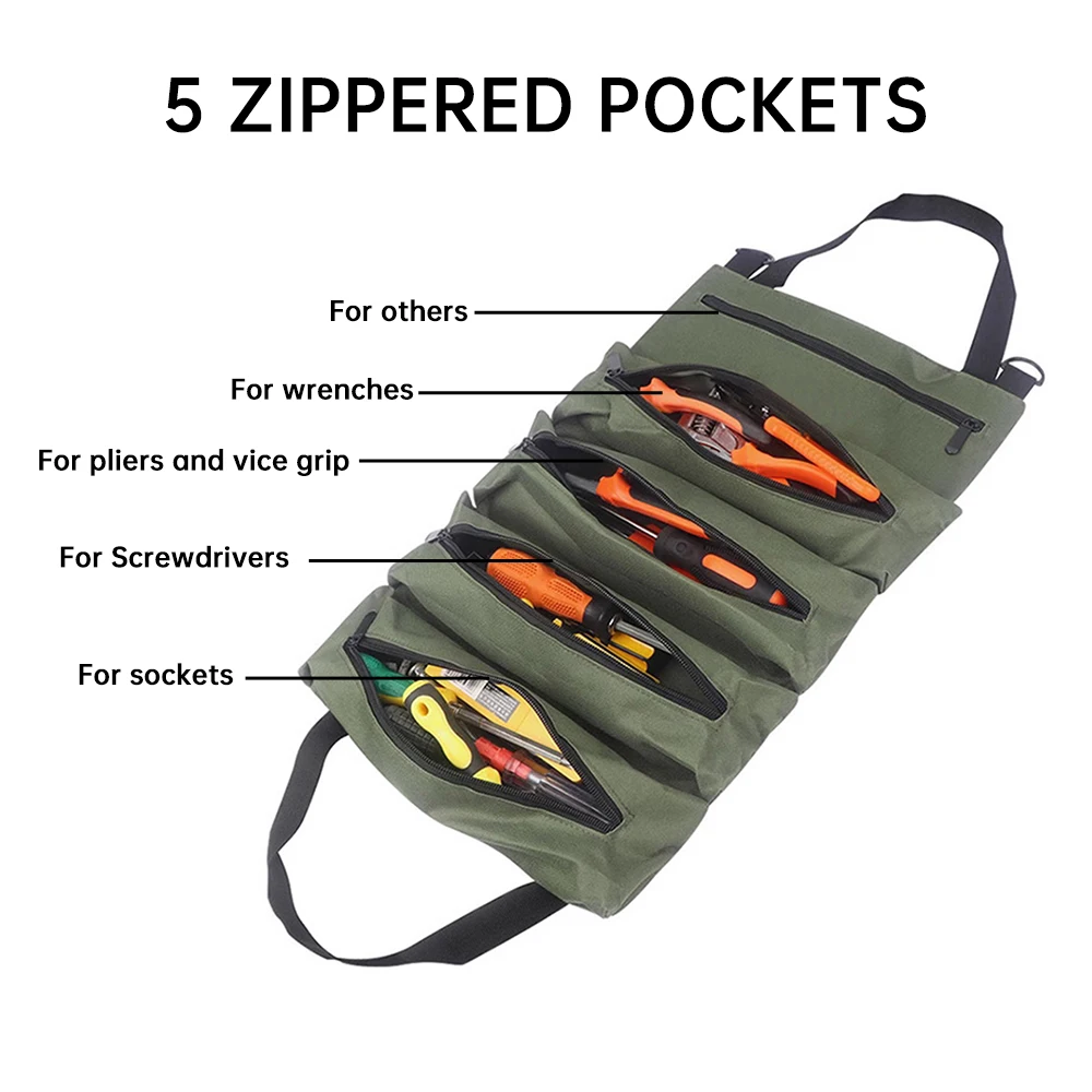 Multi-Purpose Hardware Tool Bag Professional Multi-Pocket Rolled Portable Storage Bag Rolled Waterproof Storage Bag Pliers Case