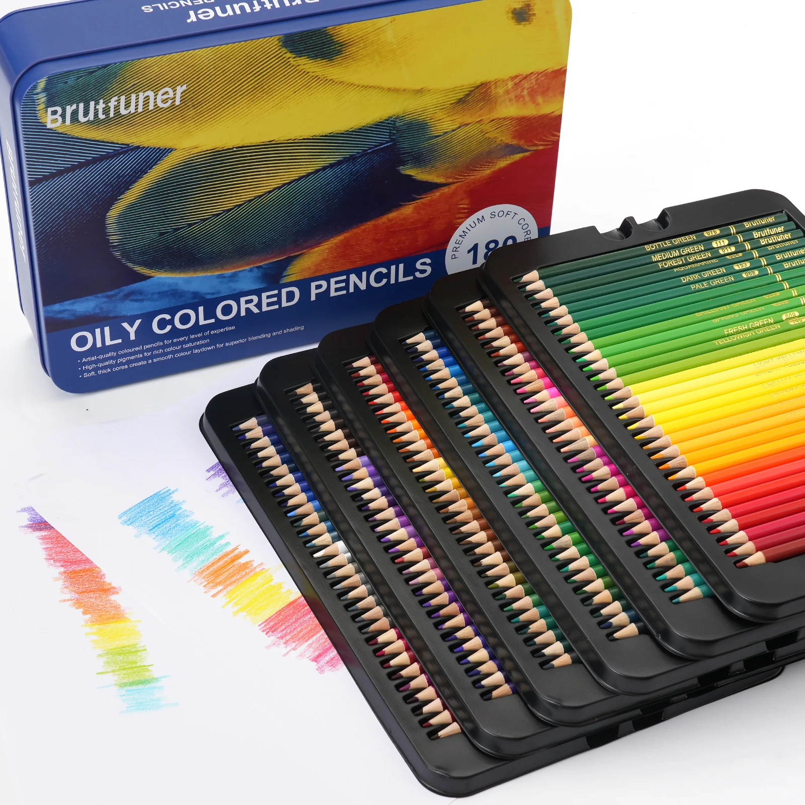 180 matite colorate, set di 180 colori, nucleo morbido per artisti con colori vivaci, ideale per disegnare schizzi ombreggiature, colorare