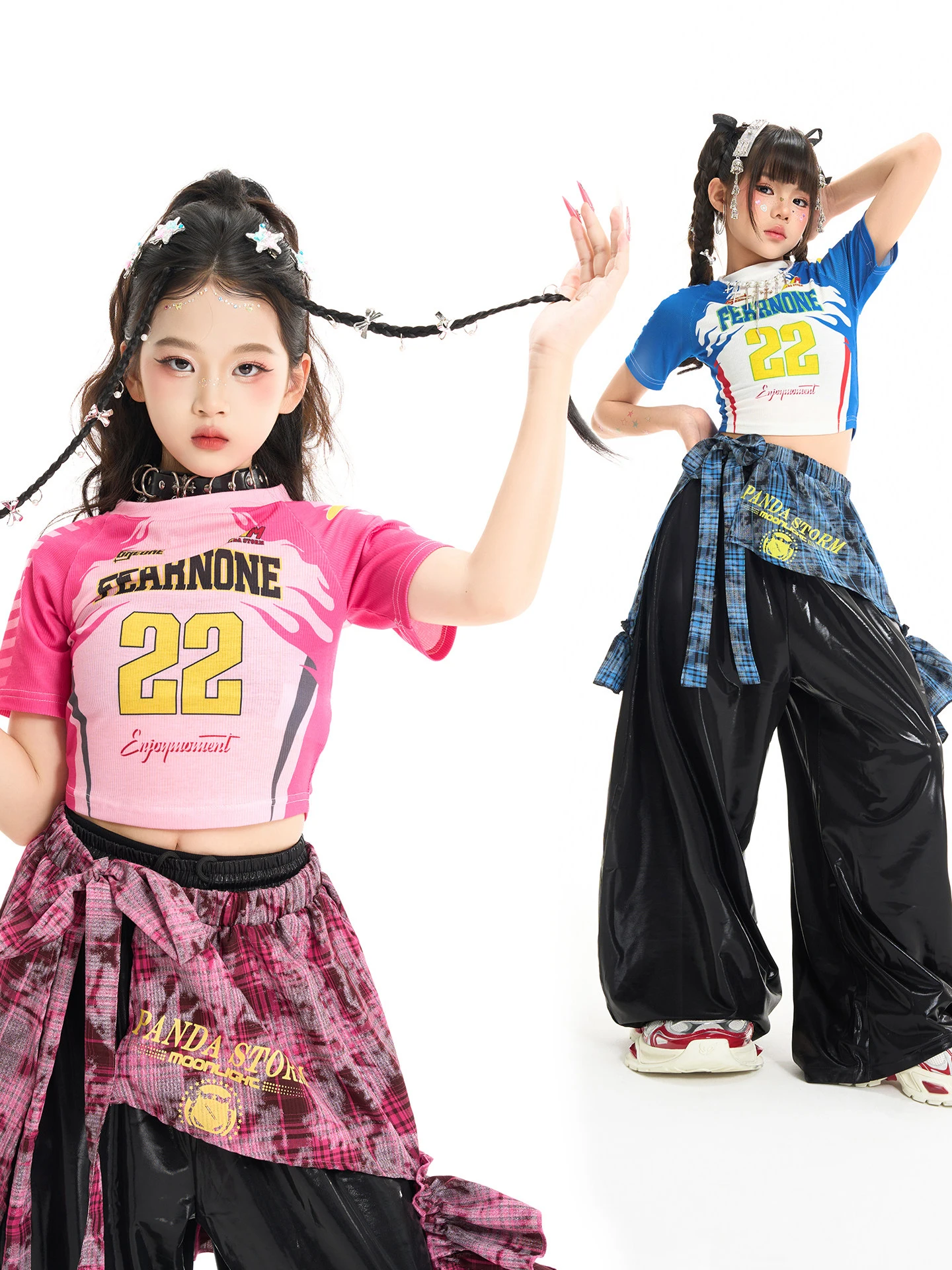 

Одежда для девочек 2026: Костюмы для джазовых выступлений, K-pop танцев, хип-хопа, командные наряды, брюки карго, сценическая одежда DN23339