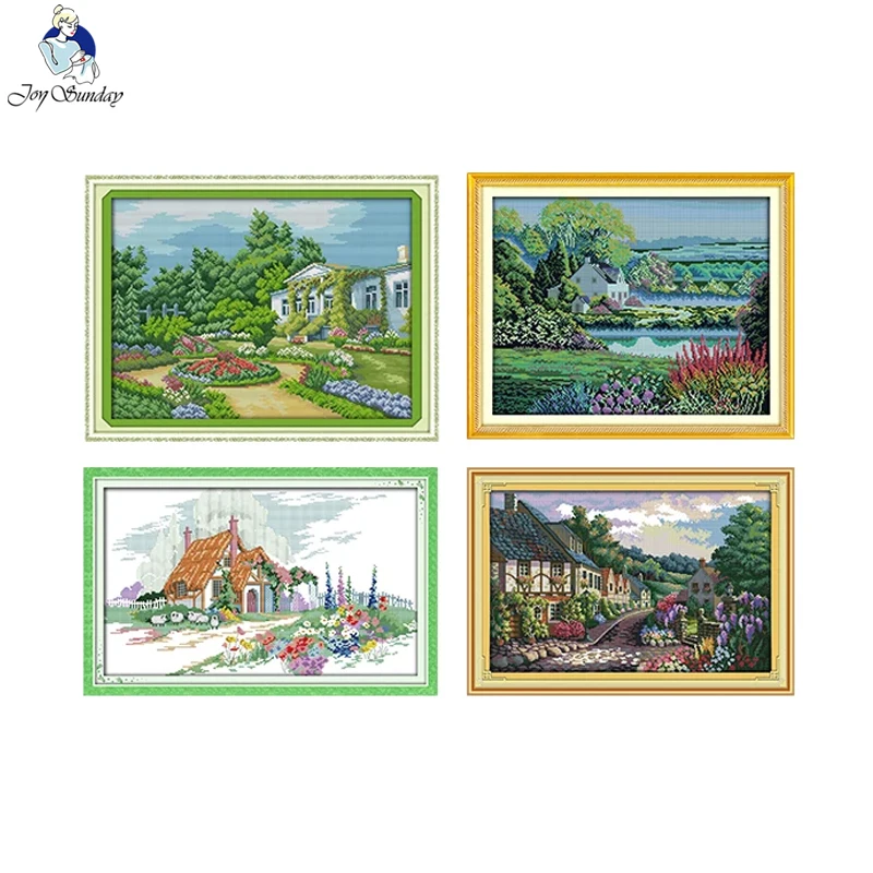 

Joy Sunday Beautiful Homeland Cross Stitch Kits 16/14/11CT Home Decor DIY Hand Embroidery Kits Needle Sets Scenic Paintings New