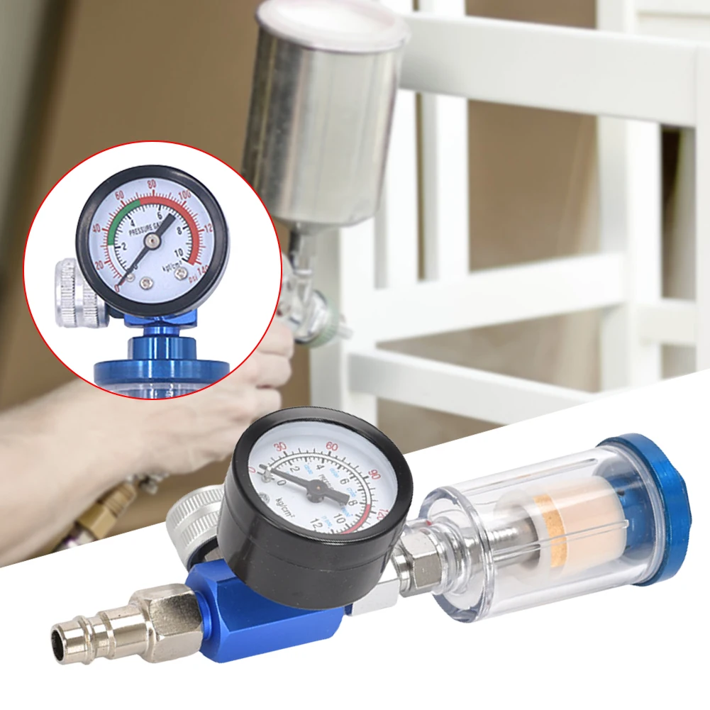 HVLP Sprayer Air Regulator Pressure Gauge Spray Gun Air Regulator Gauge In-line Oil Water Trap Filter Separator JP/EU/US Adapter