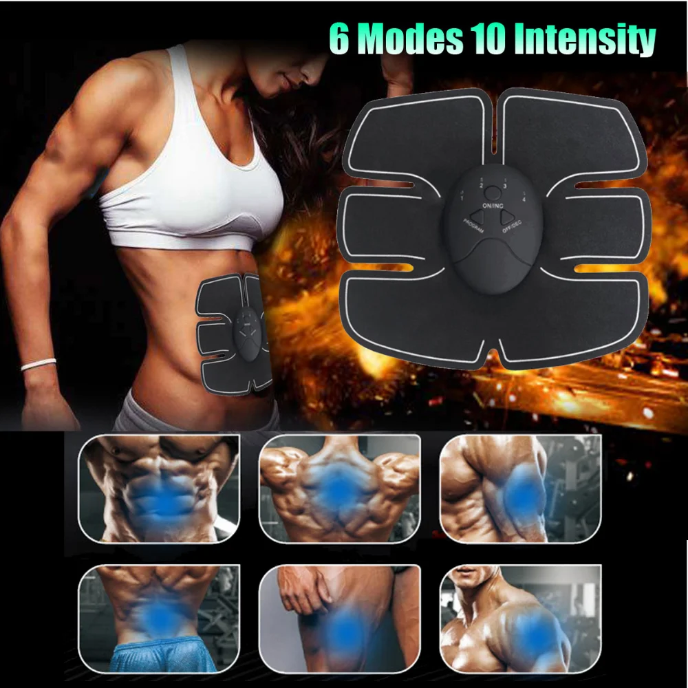 EMS Hips Trainer Muscle Stimulator 6 Modes Wireless Buttocks Abdominal ABS Stimulator Fitness Body Slimming Massager(USB Charge)