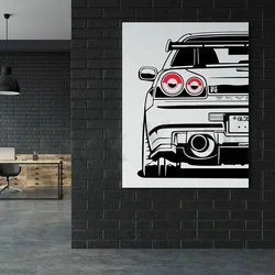 、Legendary Japanese Sketch Supra Skyline GT R34 WRX STI, HD Canvas Poster Wall Art, Home, Entryway, Living Room, Room Decoration