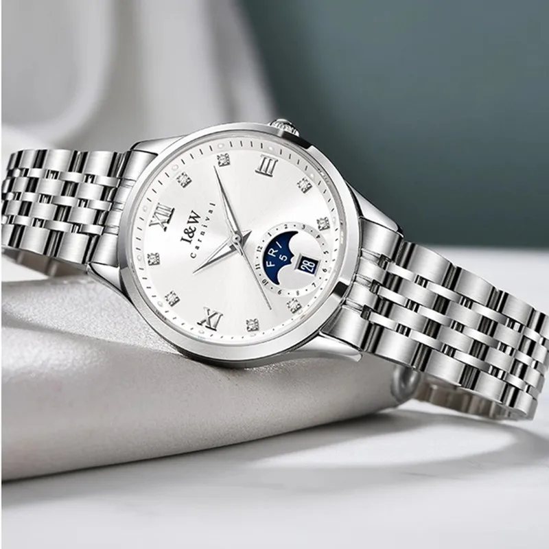 

CARNIVAL Brand Dress Watch Ladies Luxury Sapphire Automatic Movement Mechanical Wristwatches Waterproof for Women Reloj Mujer
