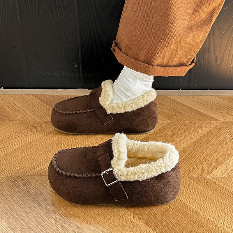 الشتاء المرأة الدافئة والأكثر مبيعا لينة فو الفراء بطانة الجلد المدبوغ منزل دافئ داخلي في الهواء الطلق المتسكعون السيدات العمل حذاء مسطح