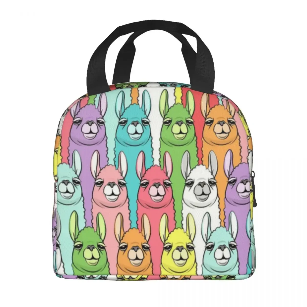 Rainbow Llamas Insulated Lunch Bag for Women Waterproof Alpaca Animal Cooler Thermal Bento Box Kids School Children