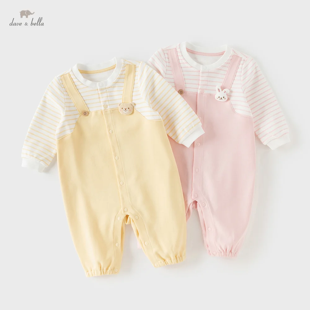 デイブ・ベラ子供用ジャンプスーツ新生児春服秋女の子用ラビットピンクロンパース綿男の子用ベアイエロークリーパーdb1260850