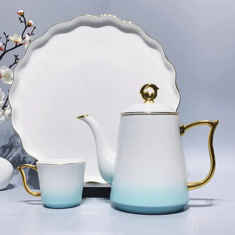Luxury Gold Painted Bone China Teacup Set 200ml European Style Coffee Cup with Gift Box for Home Living Room Decor Low MOQ