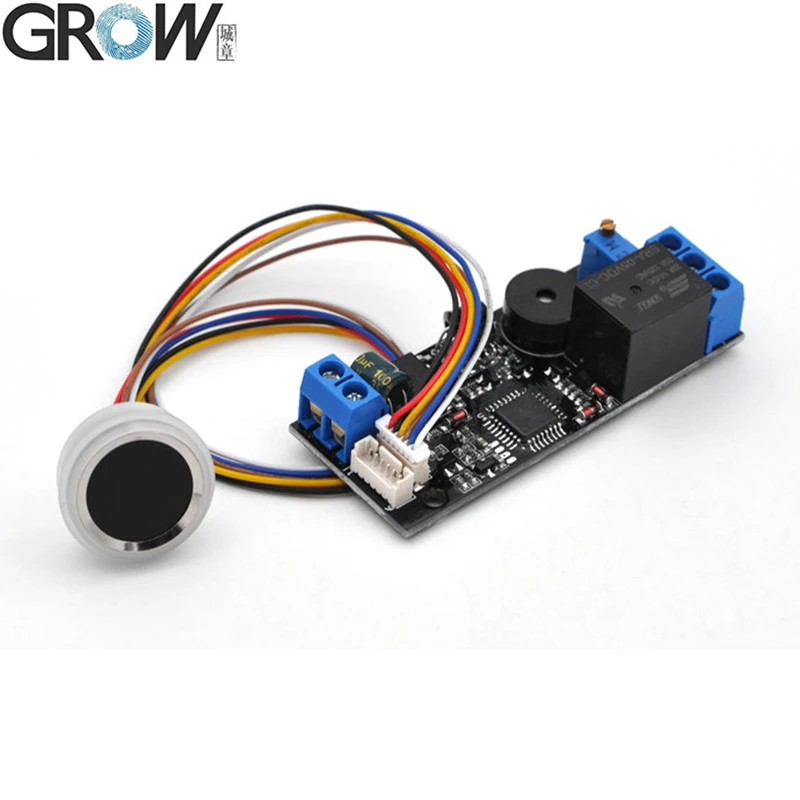 

GROW Admin/User DC12V K202 Fingerprint Door Access Control Board+R502-F Waterproof Small Ring LED Fingerprint Module