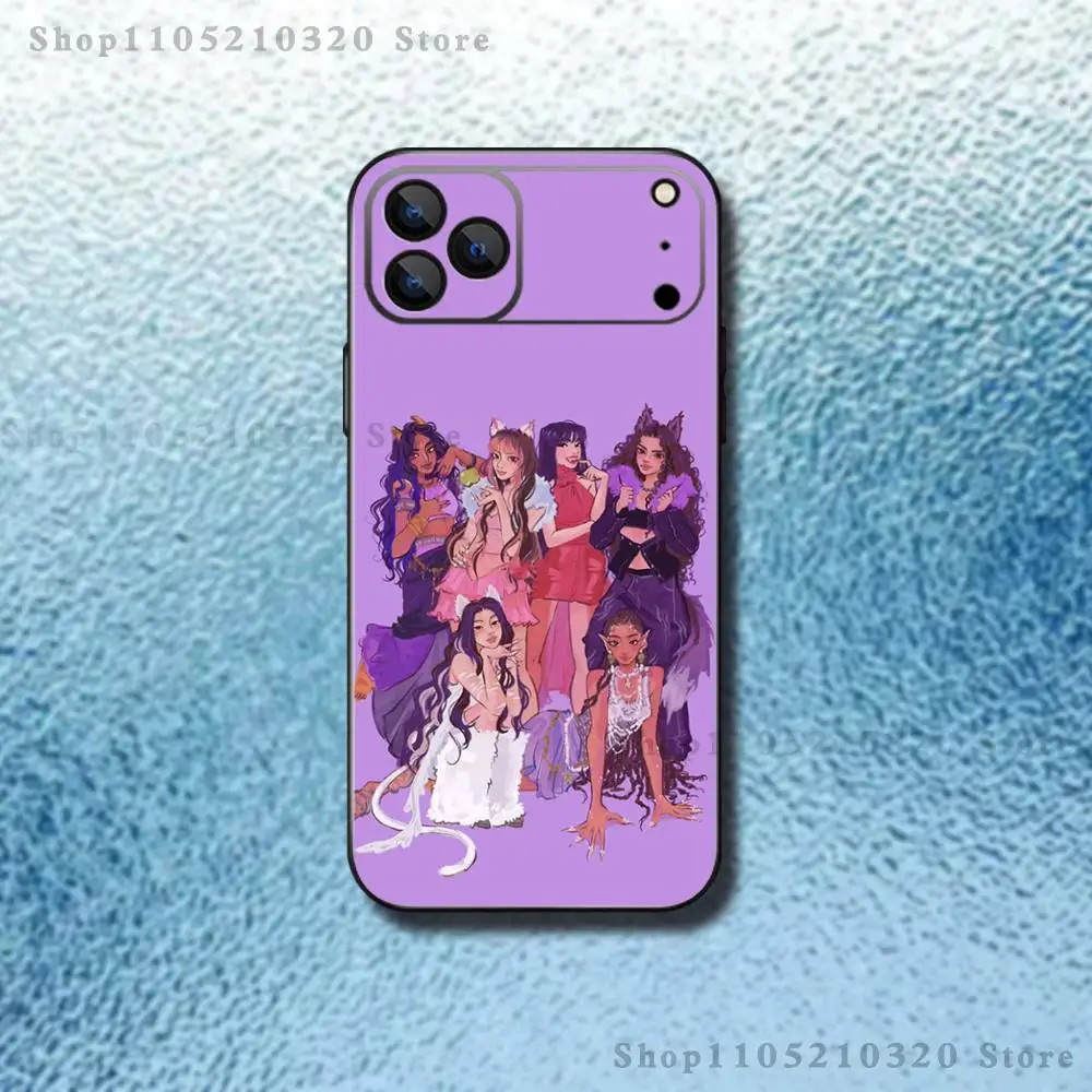 حافظة هاتف K-Katseye Gnarly Group لهاتف iPhone 17,16,15,14,13,12,11، Pro Max، XS، X، XR، SE، Mini، 8، 7، غطاء أسود من السيليكون الناعم