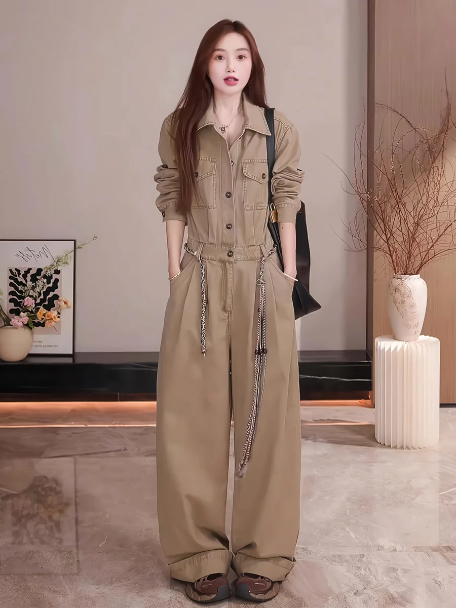 

Брюки с воротником в стиле ретро, женские брюки с высокой талией и длинными ногами, модная женская рабочая одежда, широкие брюки, костюм