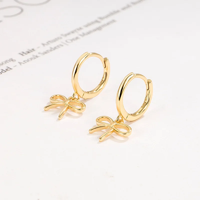 Fashion Hollow Out Bowknot Ear Buckle Earrings for Women Elegance Korean Hanging Earring Bestie Birthday Party Piercing Jewelry