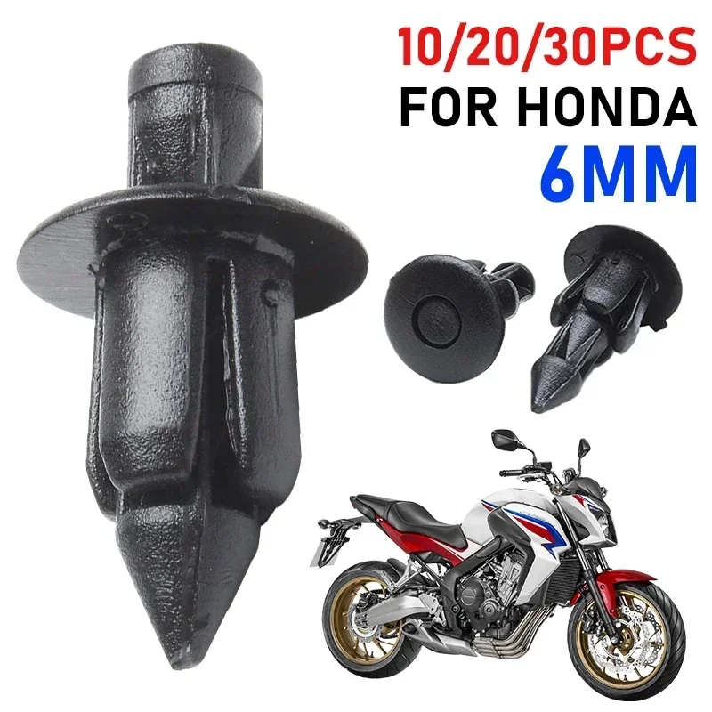 

6mm Black Rivet Fairing Body Trim Panel Fastener Screw Clips For Honda Motorcycle Accessories Parts 10/20/30PCS